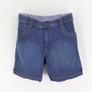 Lee Bermuda Jean Shorts Mid Rise Womens 10‎ Blue Dark Wash Denim Pockets Stretch